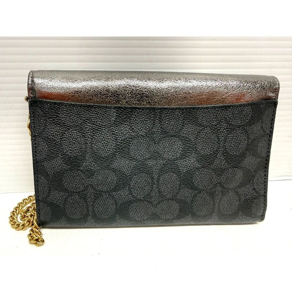 COACH Metallic Colorblock 40073 Canvas Signature Turnlock Chain Crossbody  NEW!